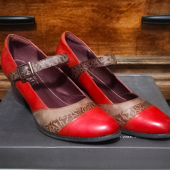 Red and Brown Mary Janes - Picture 1 of 6